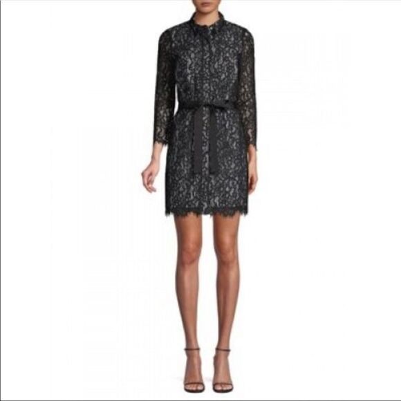 Vineyard Vines Hadley black lace shirt shift dress - Picture 1 of 6